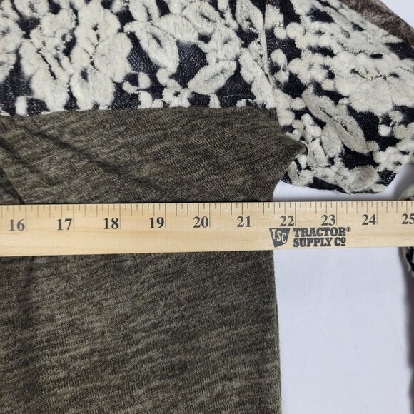 Mystree Boho Top Blouse Women's Small Olive Green Burnout Velvet Lace Whimsigoth - Picture 7 of 9